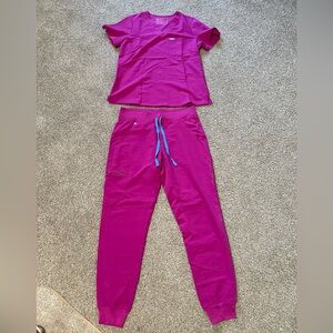 FIGS Fuschia Catarina top with Zamora joggers